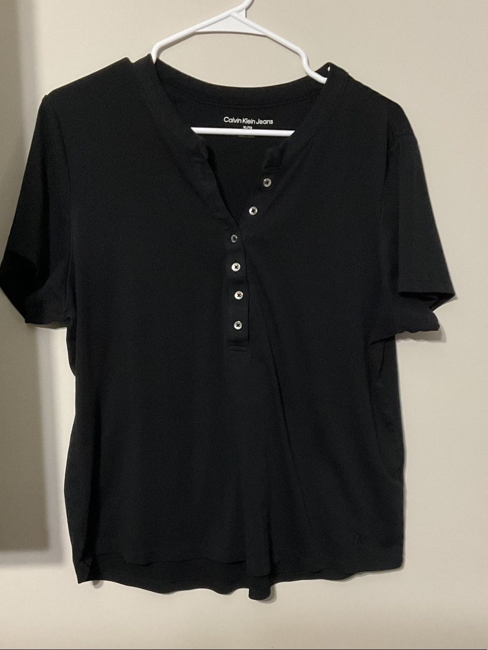 Calvin Klein Jeans Black Short-Sleeve Henley Tee